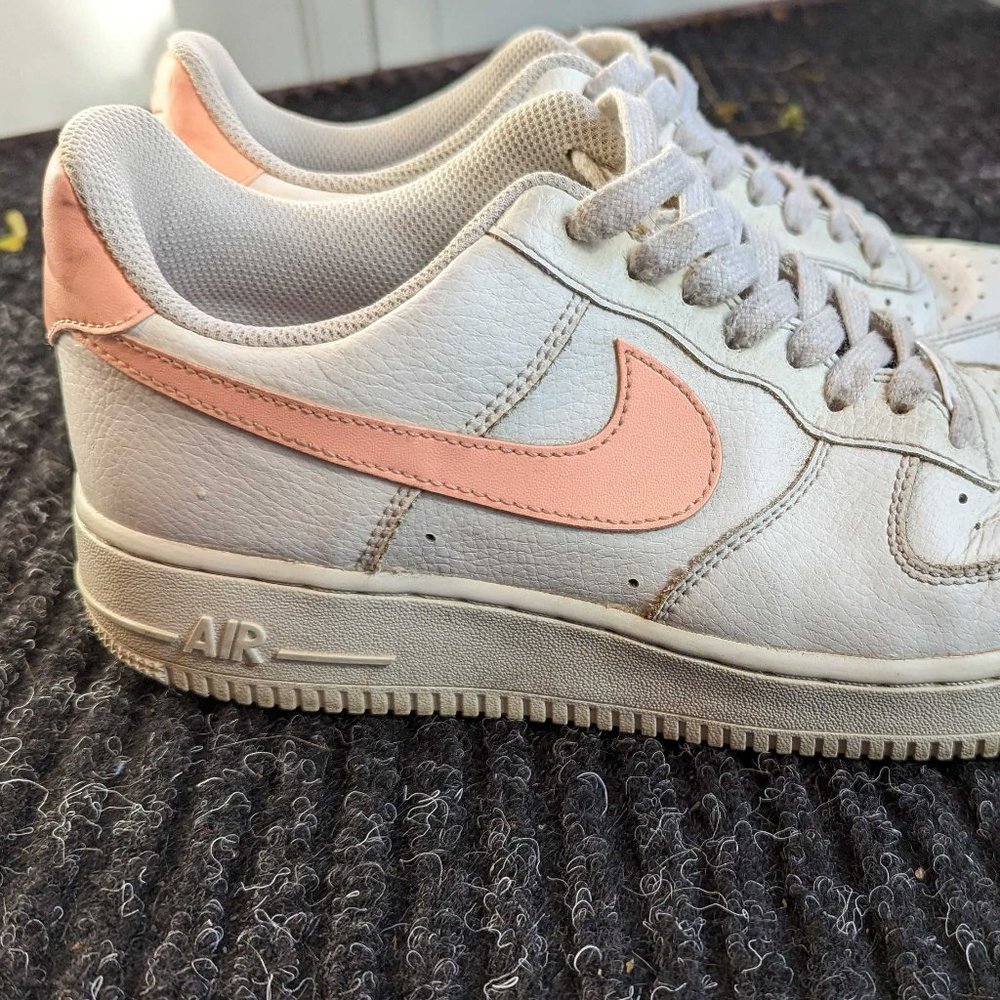 💖HP💖 Nike Air Force 1 Low Leather Trainers AH0287-102 Oracle Pink - Picture 5 of 12